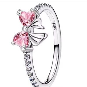 Elegant Pink Bow Ring size 7